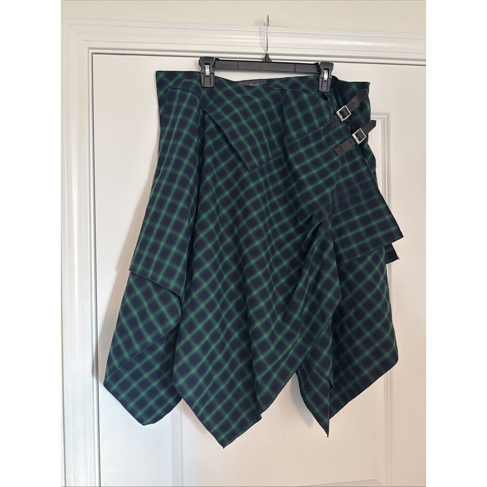Celtic Ranchwear Tartan Wrap Skirt With Pockets 2XL Green & Blue Plaid